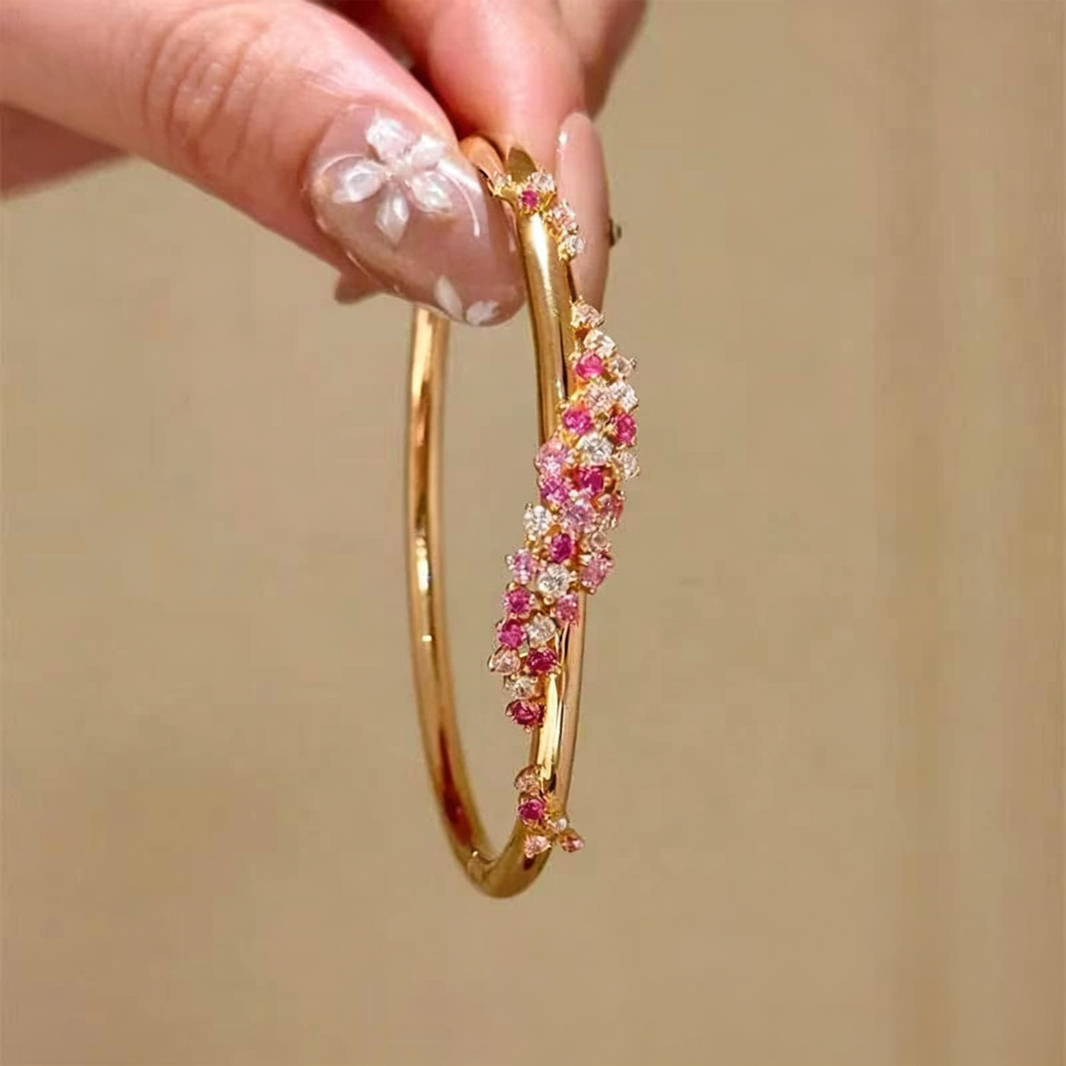Gradient Pink Stone Pavé Set Bangle