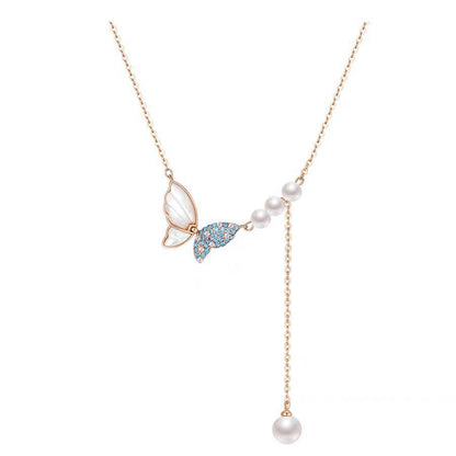 Butterfly Necklace with Pearl Pendant