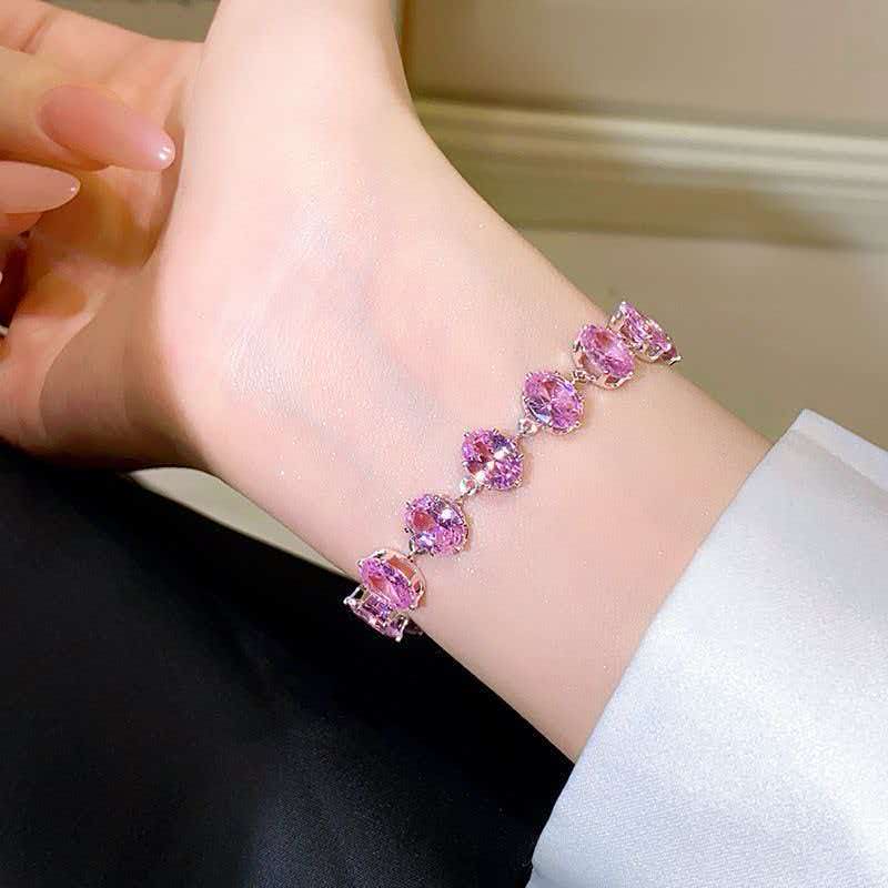 Oval Pink Crystal Bracelet