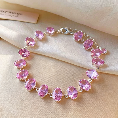 Oval Pink Crystal Bracelet