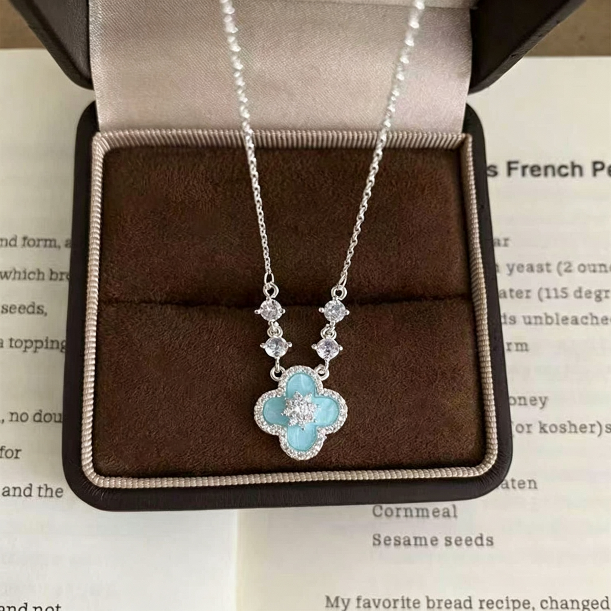 Lucky Clover Rhinestone Bracelet & Necklace Jewelry Set