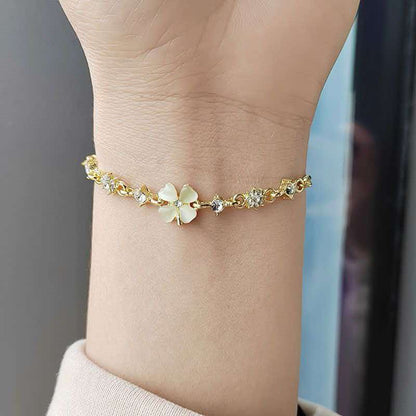 Cat's Eye Stone Petal Bracelet