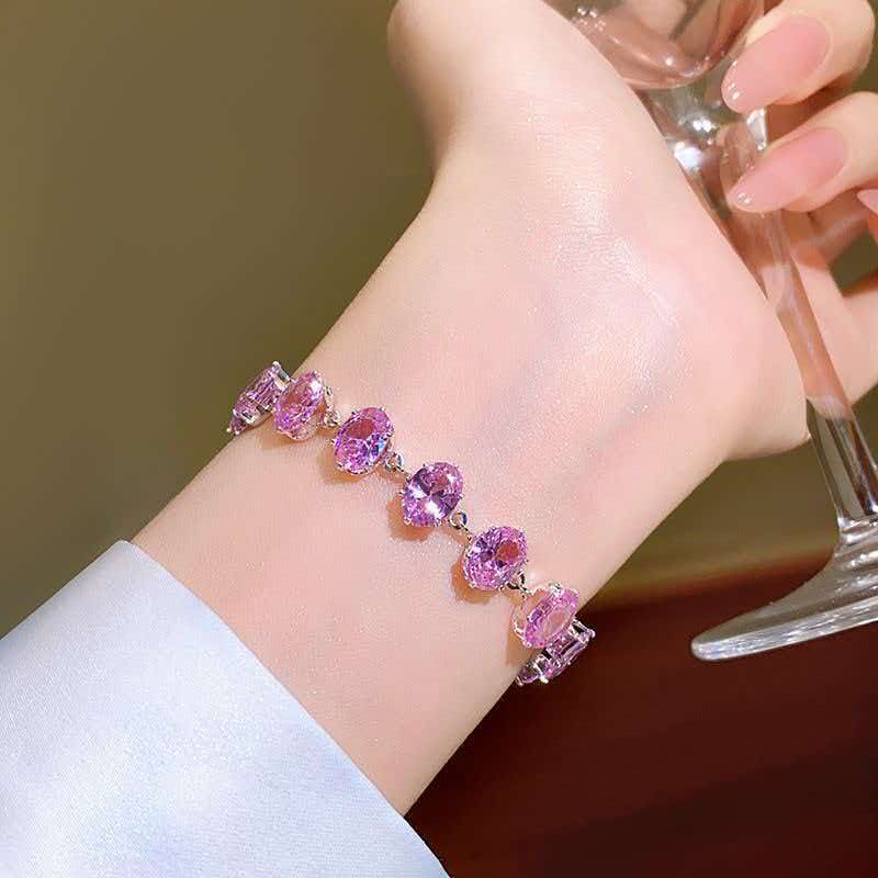 Oval Pink Crystal Bracelet