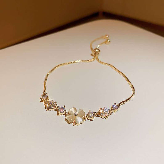 Cat's Eye Stone Petal Bracelet