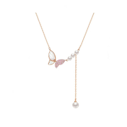 Butterfly Necklace with Pearl Pendant